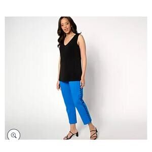 Beautiful by Lawrence Zarian Blue Pull On embroidered side pant small